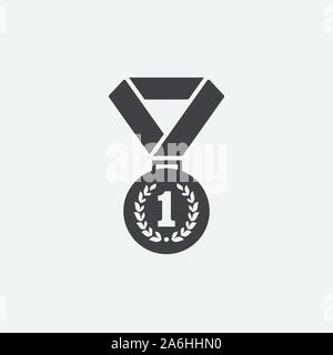 medal logo Template vector illustration icon design, medal for first place icon, medal flat icon illustration, champions medal icon illustration, award logo Stock Vector