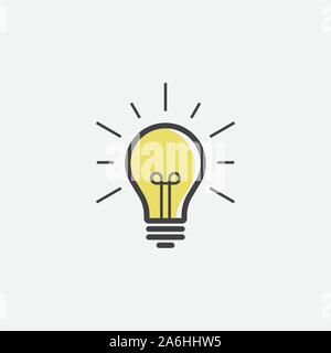 Vector image lamp. Lightbulb icon design, LightBulb linear icon vector, Idea sign icon, solution icon, thinking concept design, Lighting Electric lamp, Electricity, shine, Trendy Flat style illustration Stock Vector