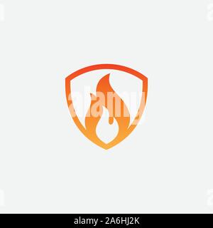 Fire Shield Logo Design Vector Template, Shield Fire Logo Concept, Fire Shield Icon Symbol, Fire protection icon, Security vector icon, Protection icon Stock Vector