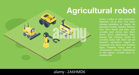Agricultural robot concept banner, isometric style Stock Vector