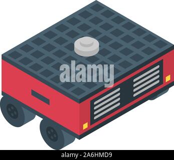 Solar panel farming robot icon, isometric style Stock Vector