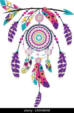 Boho style arrow with dream catcher, stylized native american design ...