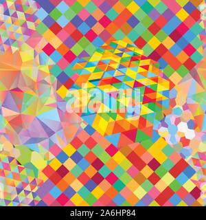 Seamless pattern with gainbow colored glitch styled bright messy shapes Stock Vector