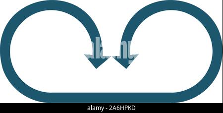 Two connected circle opposite arrows. Can be used for road signs or logo. Stock Vector illustration isolated on white background. Stock Vector
