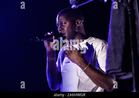 Milan Italy. 26 October 2019. Ashton D. Simmonds known on stage as DANIEL CAESAR performs live on stage at Fabrique during the 'Case Study 01: Tour'. Stock Photo