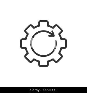 Recovery gear icon in flat style. Repeat vector illustration on white isolated background. Rotation business concept. Stock Vector
