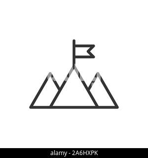 Mission champion icon in flat style. Mountain vector illustration on white isolated background. Leadership business concept. Stock Vector