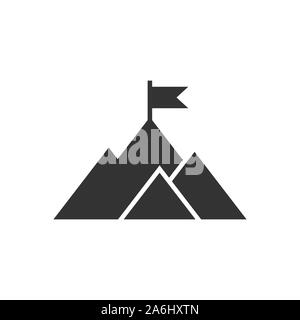 Mission champion icon in flat style. Mountain vector illustration on white isolated background. Leadership business concept. Stock Vector