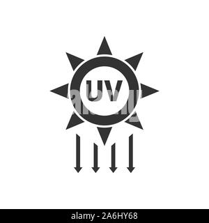 UV radiation icon in flat style. Ultraviolet vector illustration on white isolated background. Solar protection business concept. Stock Vector