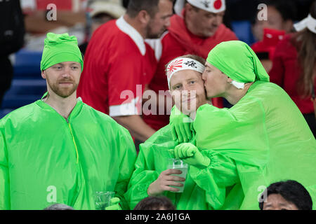 Yokohama, Japan. 27th Oct, 2019. Wales supporters enjoying before the Rugby World Cup semi-final match between Wales and South Africa in Kanagawa Prefecture, Japan, on October 27, 2019. Credit: European Sports Photographic Agency/Alamy Live News Stock Photo