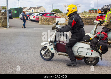 23 August 2019 An original, unrestored 1960's vintage Lambretta 225 series Motor Scooter seen in the coastal village of Mullaghmore in county Donegal, Stock Photo