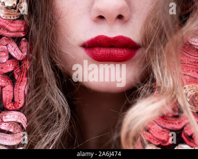 Beautiful young woman's lips Stock Photo