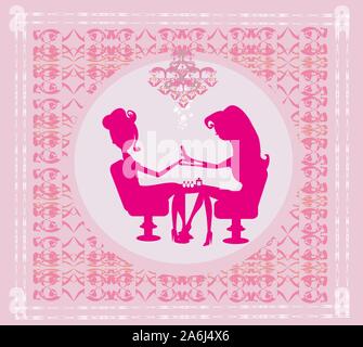 manicure in beauty salon card Stock Vector