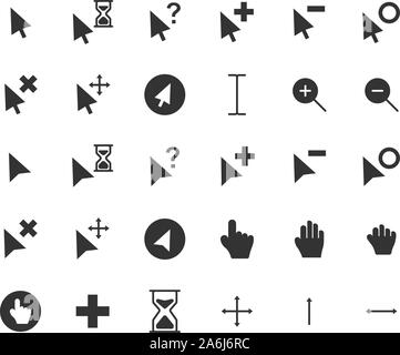 Cursor solid icon set. Vector and Illustration. Stock Vector