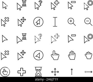 Cursor outline icon set. Vector and Illustration. Stock Vector