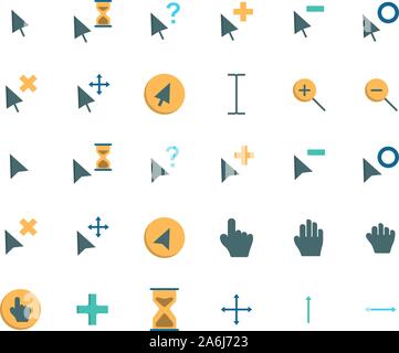Cursor flat icon set. Vector and Illustration. Stock Vector