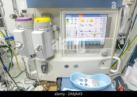 Anesthesia Machine in hospital operating room. Stock Photo