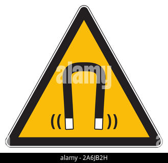 Warning for magnetic field yellow sign Stock Photo