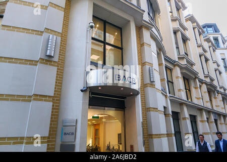 Entrance to the modern London headquarters of the British Arab Commercial Bank in Mansion House Place, London EC4 Stock Photo