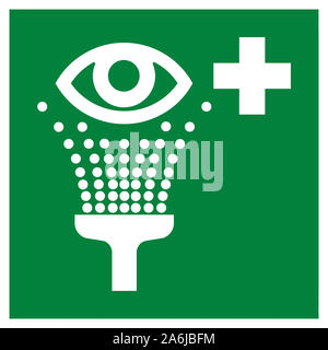 Emergency eye wash station sign Stock Photo