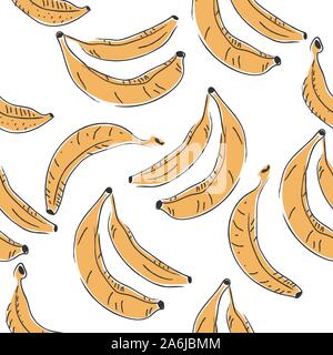 Dotted Background. Seamless Pattern with Bananas. Scandinavian Style. Fruits. Stock Vector