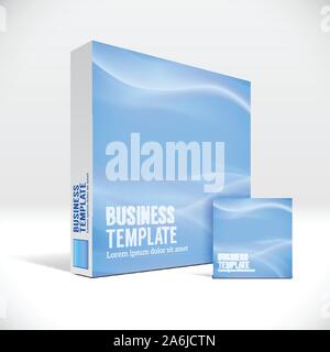 3D Identity box with abstract sky blue lines cover Stock Vector