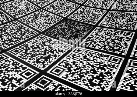 Abstract QR code background (abbreviated from Quick Response code) Stock Photo