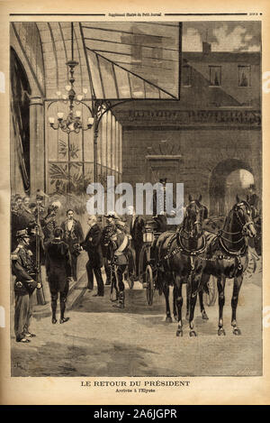 Le retour du president de la republique Felix Faure (1841-1899) au palais de l'Elysee, apres son voyage en Russie, ou a ete conclue l'alliance avec le Stock Photo