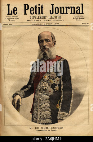 Portrait du baron de Mohrenheim, ambassadeur de Russie en France de 1884 a 1898. Gravure in 'Le petit journal' 4/06/1892. Collection de . . Stock Photo