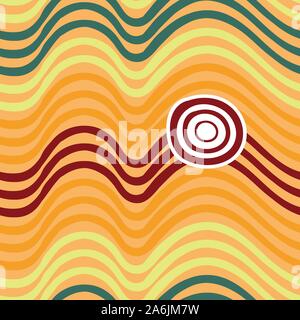 seamless vector pattern with sunset landscape made of simple lines Stock Vector