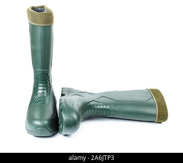 dirty green wellington boot isolated on white background Stock Photo ...
