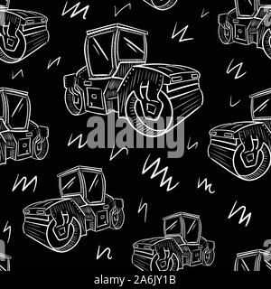 Seamless texture with black and white service technical machines Stock Vector