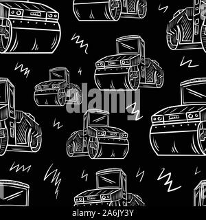 Seamless texture with black and white service technical machines Stock Vector