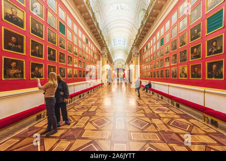 Portrait Gallery of Heroes from the 1812 War at The State Hermitage Museum in St. Petersburg, Russia Stock Photo