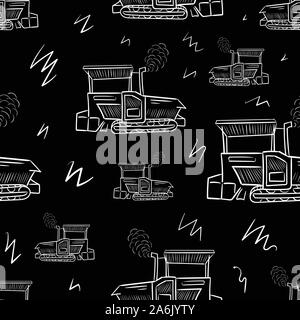 Seamless texture with black and white service technical machines Stock Vector