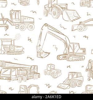Seamless texture with brovn contour service technical machines Stock Vector