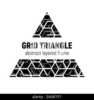 Abstract triangle frame with layered lines triangular grid and shadow Stock Vector