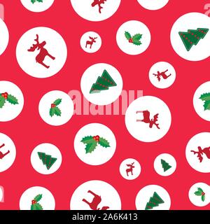 Seamless pattern Christmas background. Decoration for paper, textile, fabric. Different colors on white background. Stock Vector