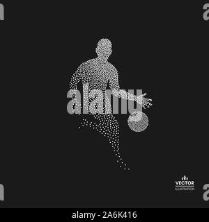 Basketball player with ball. Dotted silhouette of person. Vector illustration. Stock Vector