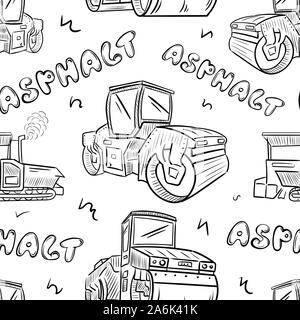Seamless texture with black and white service technical machines Stock Vector