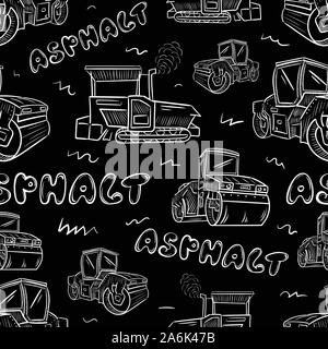 Seamless texture with black and white service technical machines Stock Vector