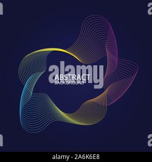 Abstract Music background with a dynamic waves and particles. Illustration suitable for motion design. Blue color. Stock Vector