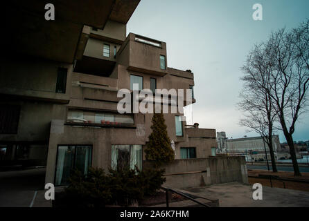 Montreal, Quebec / Canada - May 31 2013: Square Asysmetric Architectural Condominum Complex/Building That is Truly Unique in Montreal, Quebec / Canada Stock Photo