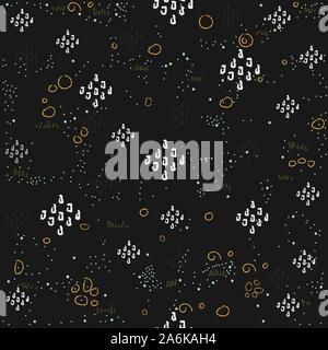 Seamless Pattern with Dots, Doodles and Rectangles. Scandinavian Style. Vector Illustration Stock Vector