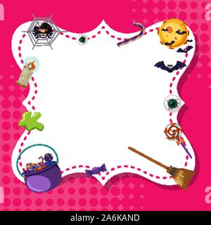 Frame template design with halloween theme illustration Stock Vector