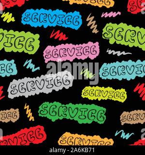 Seamless texture with colored contour inscriptions service Stock Vector