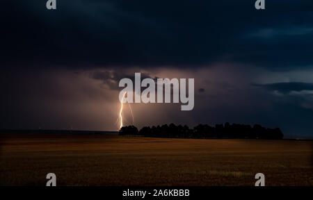 Lightning Strike on Farmland in Colorado Stock Photo