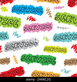 Seamless texture with colored contour inscriptions service Stock Vector