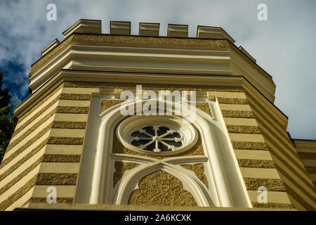 29 SEPTEMBER 2019, TBILISI, GEORGIA; Architecture of Old Tbilisi restored part of Agmashenebeli avenue in Tbilisi's downtown Stock Photo