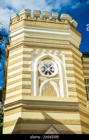 29 SEPTEMBER 2019, TBILISI, GEORGIA; Architecture of Old Tbilisi restored part of Agmashenebeli avenue in Tbilisi's downtown Stock Photo